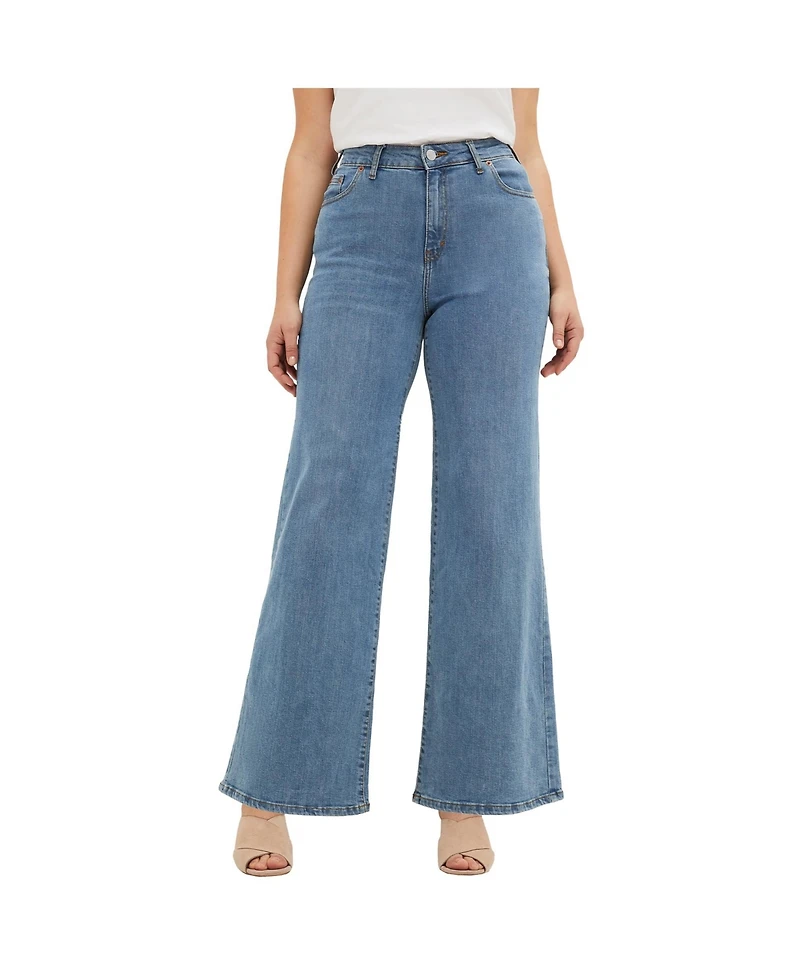 ellos Women's 5-Pocket Wide Leg Jeans