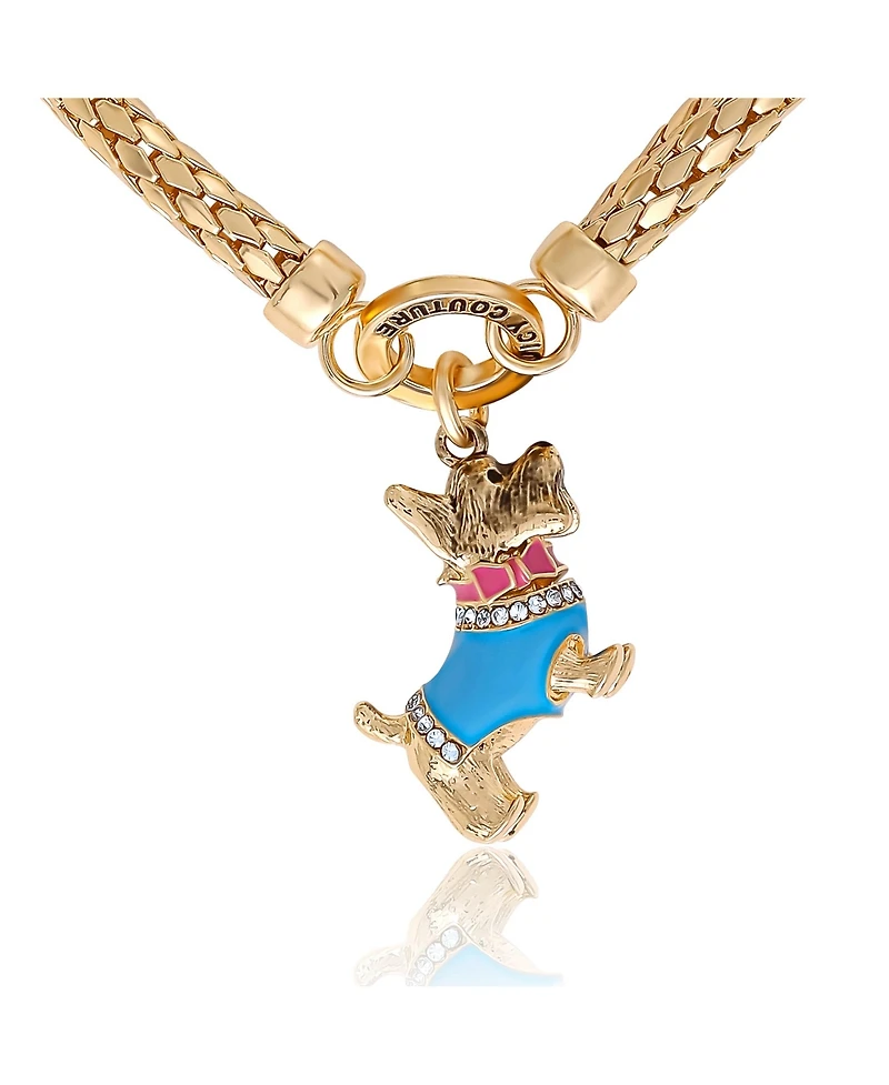 Juicy Couture Double Chain Bracelet with Blue Dog Charm