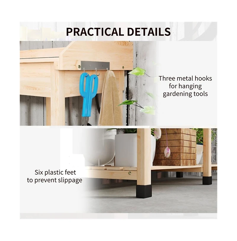 Slickblue Sturdy Garden Work Bench with Open Shelves for Tools and Plants