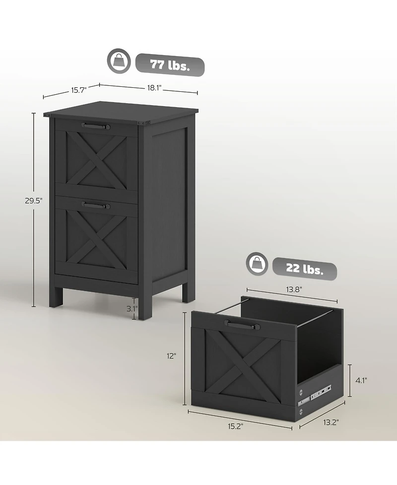 Homcom Vertical File Cabinet with 2 Drawers for A4 Letter Size, Light