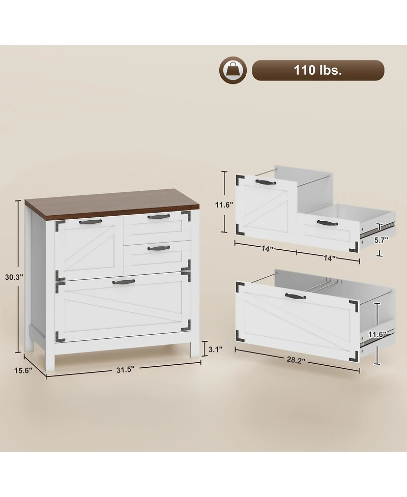 Homcom 4 Drawer File Cabinet Filing Cabinet for Letter/A4/Legal Files