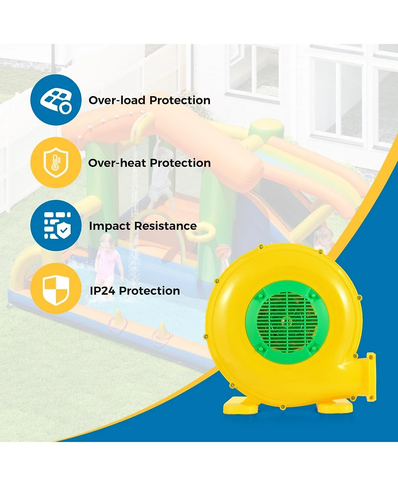 480W Bounce House Blower with Handle and Ground Stakes