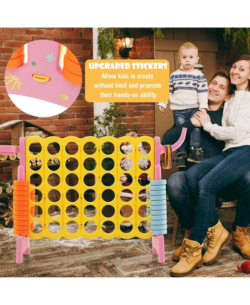 Sugift 4-in-a-Row Connect Game with Basketball Hoop and Toss Ring