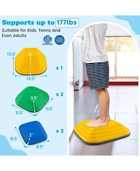 Sugift 6 Pieces Kids Stepping Stone Square Balance Blocks Indoor Outdoor
