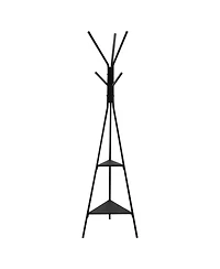 Slickblue Coat Rack Stand with 2 Storage Shelves and 6 Hooks, Freestanding Design