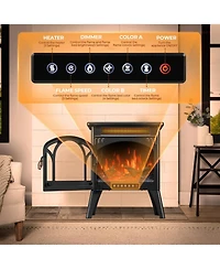 Cowsar Electric Fireplace Heater 17" , Different Flame Effects, Adjustable Brightness and Heating Mode, Overheating Safe Design