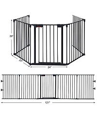 Sugift 115 Inch Length 5 Panel Adjustable Wide Fireplace Fence