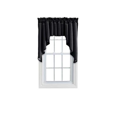 Ellis Stacey Solid Color Window 3" Rod Pocket High Quality Fabric Lined Swag Set 126"x63" Black
