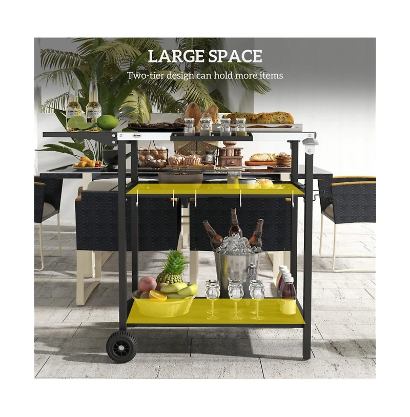 Slickblue All-in-One Outdoor Bar Cart and Grill Station for Patio or Backyard