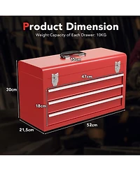 Sugift Portable Garage Mechanic Tool Cabinet Box with 3