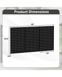 Sugift Wall-Mounted Pegboard Kit with 3 Pegboards for Garage Workshop-Black
