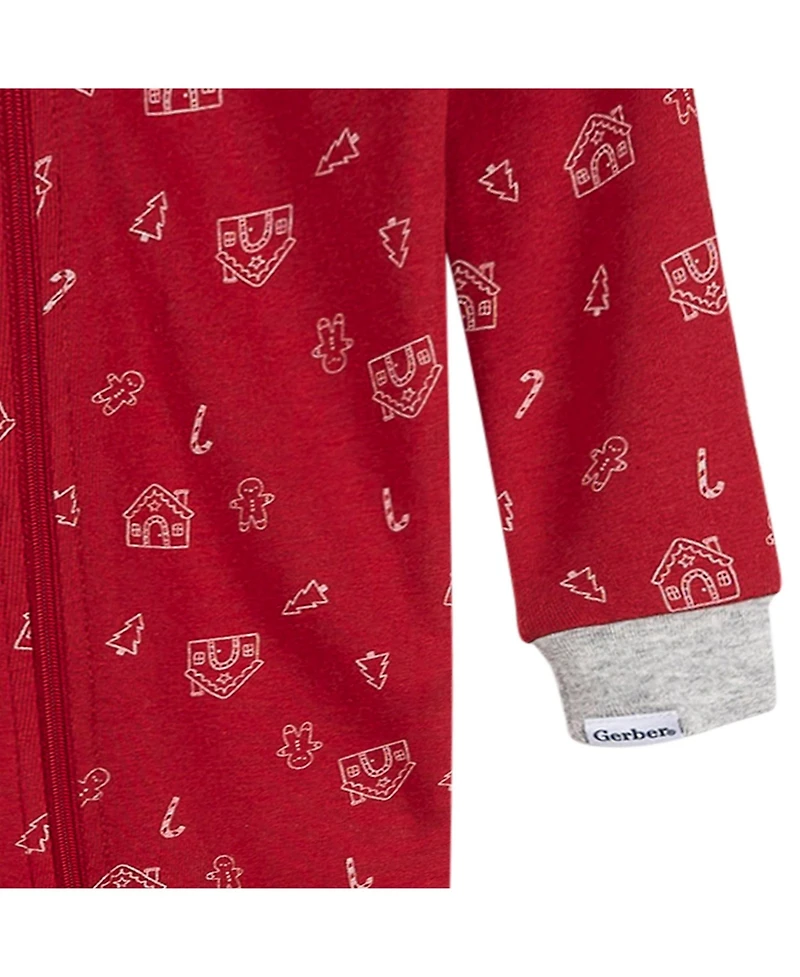 Gerber Toddler Neutral 2-Piece Snug Fitting Footed Pajamas, Gingerbread People