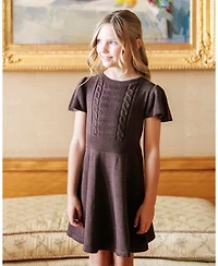 Hope & Henry Toddler Girls Organic Flutter Sleeve Cable Sweater Dress