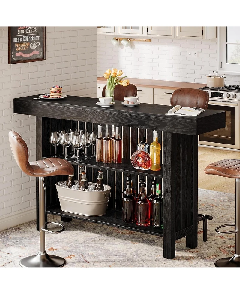 Tribesigns Kitchen Island with 2-Tier Storage, 63-Inch Modern Cart Footrest,Modern Table