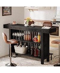Tribesigns Kitchen Island with 2-Tier Storage, 63-Inch Modern Cart Footrest,Modern Table