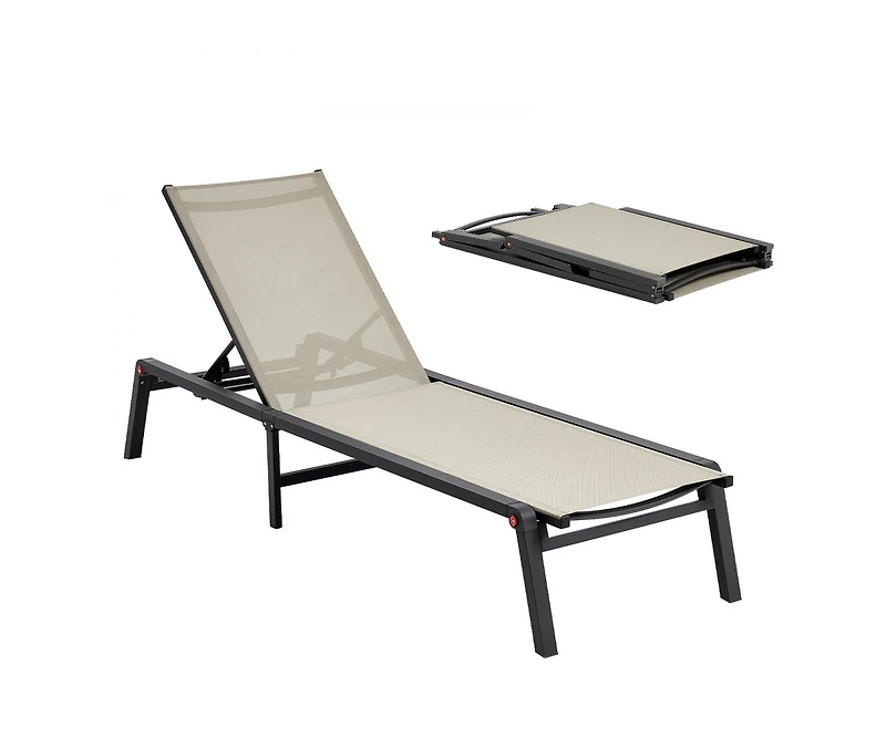 Slickblue 5-Position Adjustable Sun Tanning Chair, Foldable Outdoor Lounge Chair