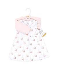 Hudson Baby Toddler Girls Cotton Dress and Cardigan Set, Bonjour Paris