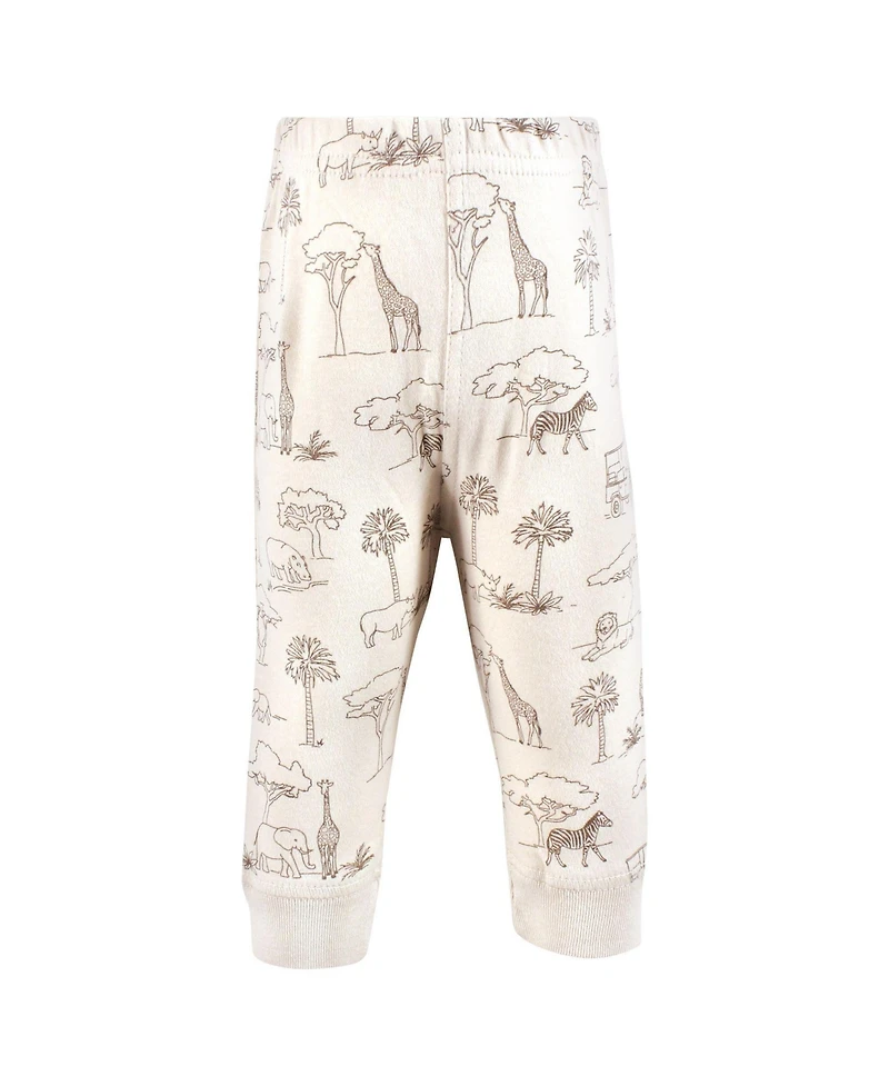 Hudson Baby Toddler Boys Cotton Pants and Leggings, Beige Safari Scene