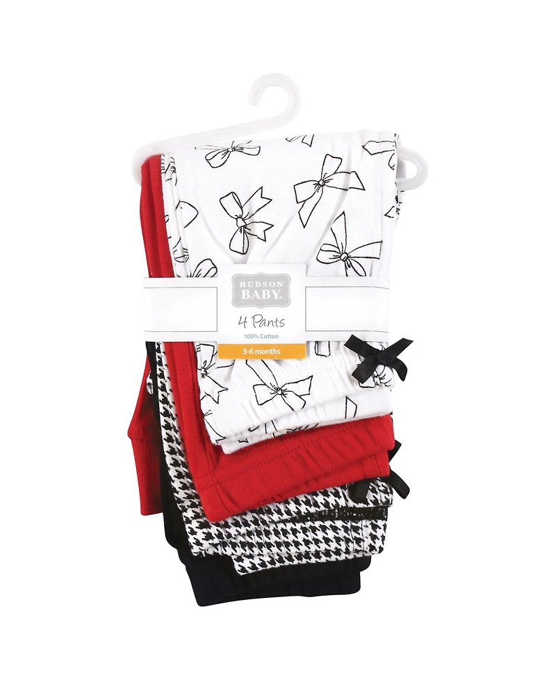Hudson Baby Toddler Girls Cotton Pants and Leggings, Houndstooth Bows