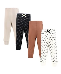 Hudson Baby Toddler Girls Cotton Pants and Leggings, Black Brown Tiny Floral