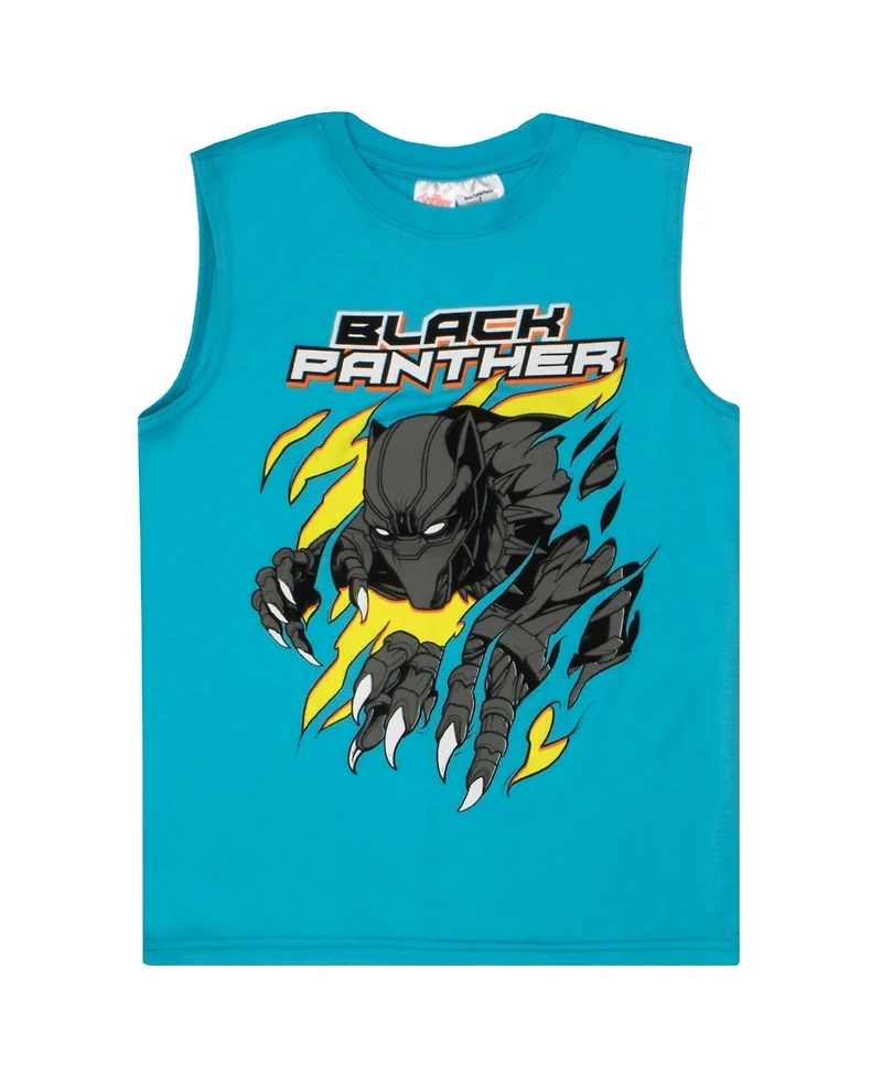 Black Panther Boys Short Sleeve 3 Piece Shirt, Tank Top and Short Set