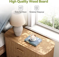 Tribesigns Large Wide Nightstand with 3 Drawers, Mid Century Modern Oversized Bedside Table