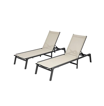 Slickblue Set of 2 Foldable Outdoor Chaise Lounge Chairs with Adjustable Back
