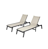 Slickblue Set of 2 Foldable Outdoor Chaise Lounge Chairs with Adjustable Back