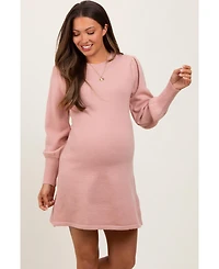 Pinkblush Maternity Pink Knit Bubble Sleeve Mini Dress
