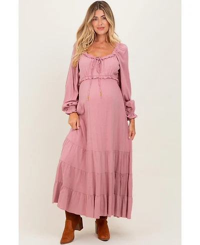 Pinkblush Maternity Motherhood Ruffled Fit-and-Flare Maxi Dress