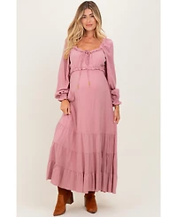 Pinkblush Maternity Motherhood Ruffled Fit-and-Flare Maxi Dress