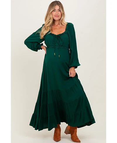 Pinkblush Maternity Motherhood Ruffled Fit-and-Flare Maxi Dress