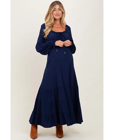 Pinkblush Maternity Motherhood Ruffled Fit-and-Flare Maxi Dress