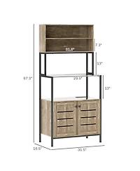 Homcom Baker's Rack, Bar Cabinet with Power Outlet,