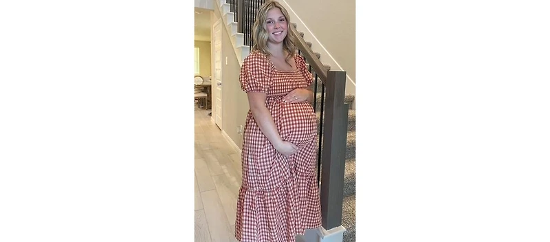 Pinkblush Maternity Olive Gingham Smocked Midi Dress