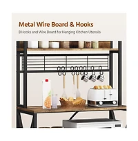 Yaheetech 5-Tier Engineered Wood and Metal Baker s Rack with Power Outlets