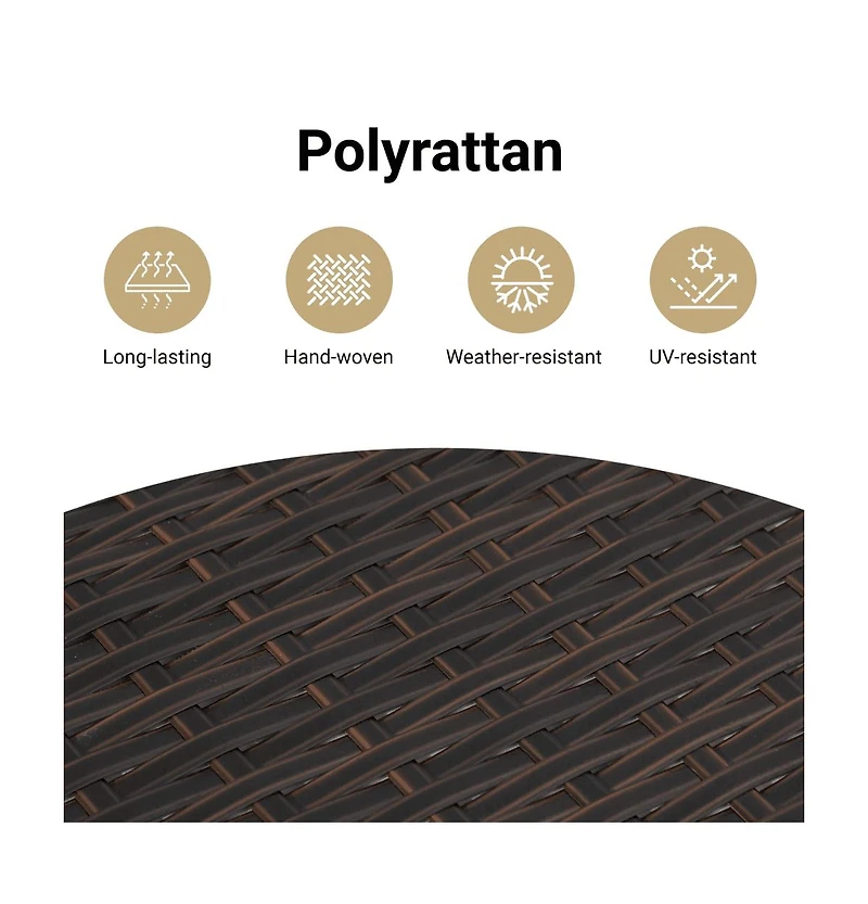 Reclining Garden Chair Brown Pe Rattan, Powder-Coated Steel