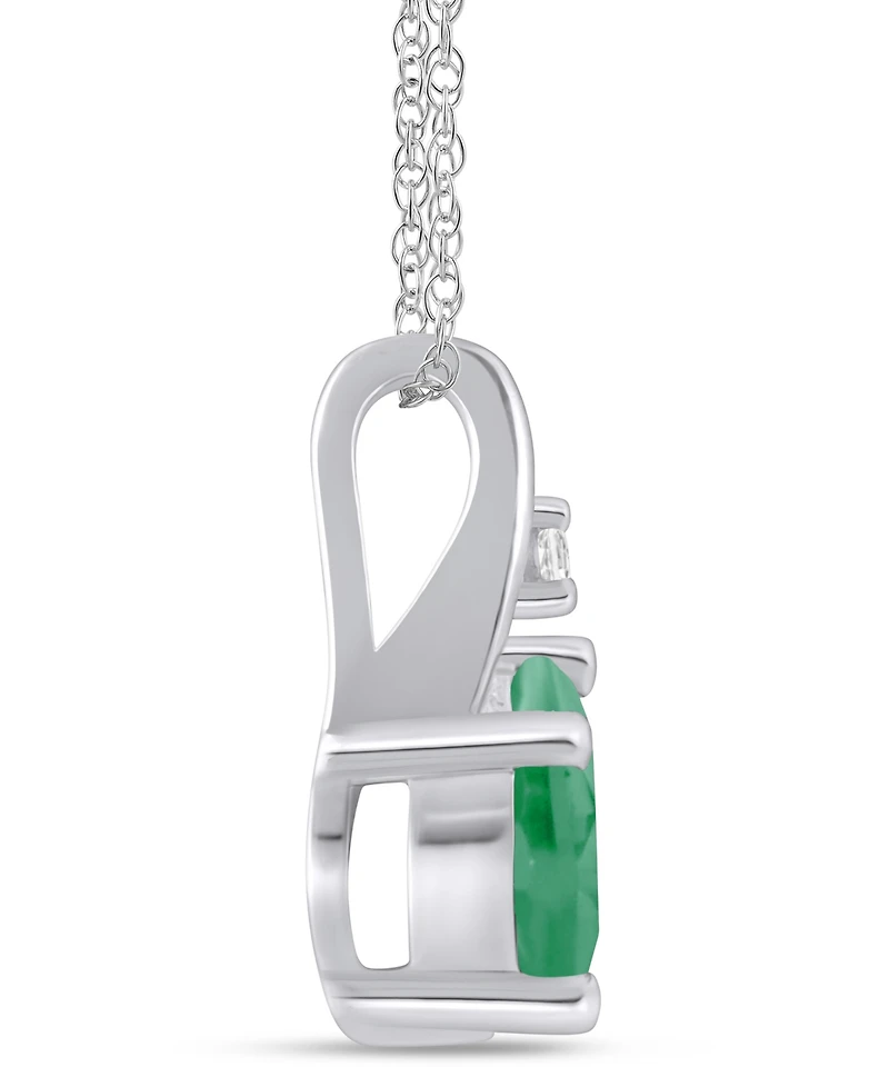 Macy's Gemstone and Diamond Accent Pendant Necklace in 10k White Gold (also in 10k Yellow Gold)