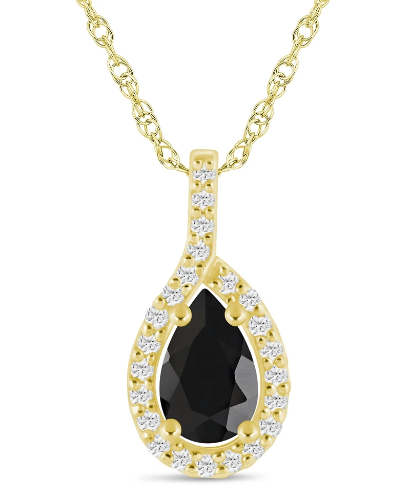 Macy's Gemstone and Diamond Halo Pendant Necklace (1/5 ct. t.w.) 10k White Gold (also Yellow Gold)