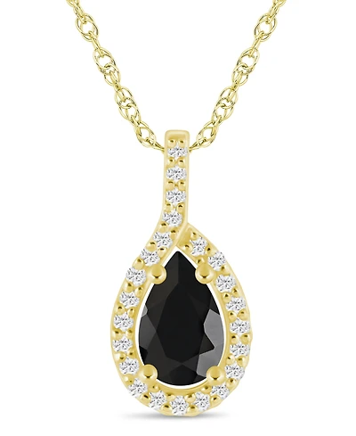 Macy's Gemstone and Diamond Halo Pendant Necklace (1/5 ct. t.w.) 10k White Gold (also Yellow Gold)