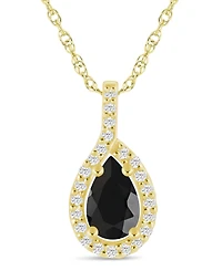Macy's Gemstone and Diamond Halo Pendant Necklace (1/5 ct. t.w.) 10k White Gold (also Yellow Gold)