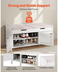 Slickblue Shoe Bench with Cushion Seat and 3 Compartments – Entryway Furniture