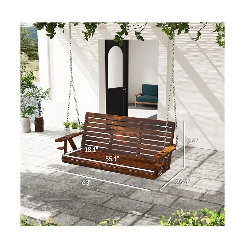 Slickblue Patio Swing with Canopy and Soft Cushions for Backyard