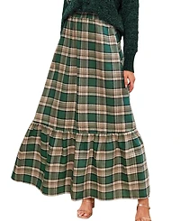 Cupshe Women's Plaid Ruffled Maxi Skirt.