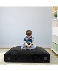 Sugift 57 x 57 Inch Crash Pad Sensory Mat with Foam Blocks and Washable Velvet Cover-Black