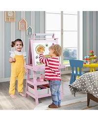 3-in-1 Double-Sided Storage Art Easel-Pink