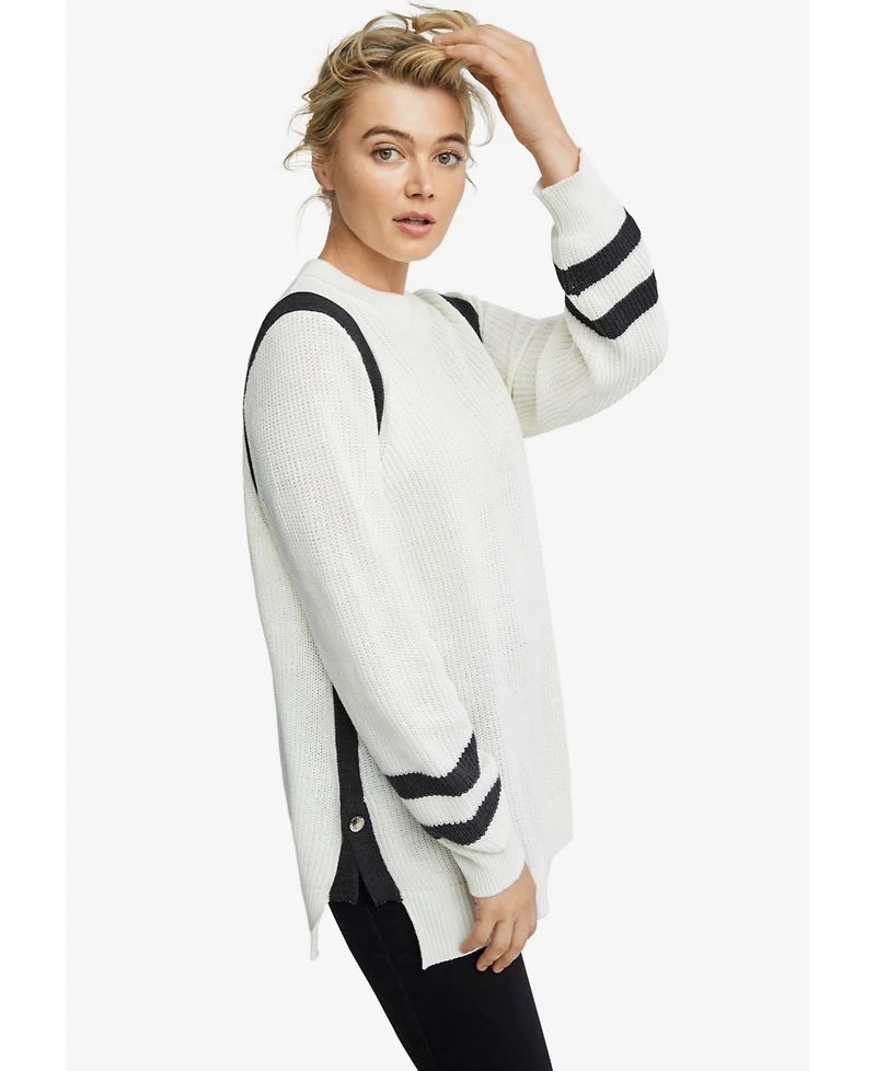 ellos Women's Side Stripe Mockneck Sweater