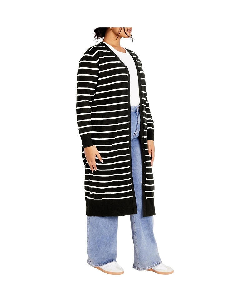City Chic Women's Josie Stripe Cardigan.