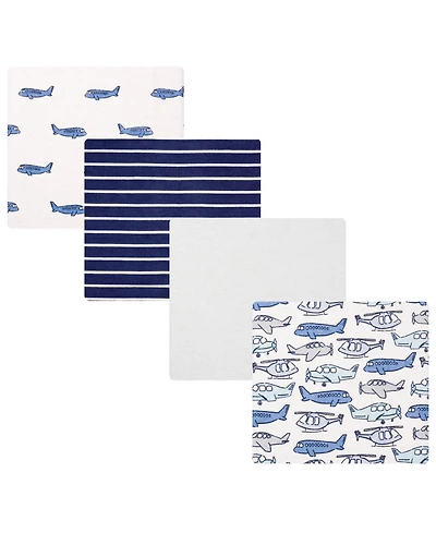 Hudson Baby Infant Boys Cotton Flannel Receiving Blankets 4-Pack, Born To Fly , One Size