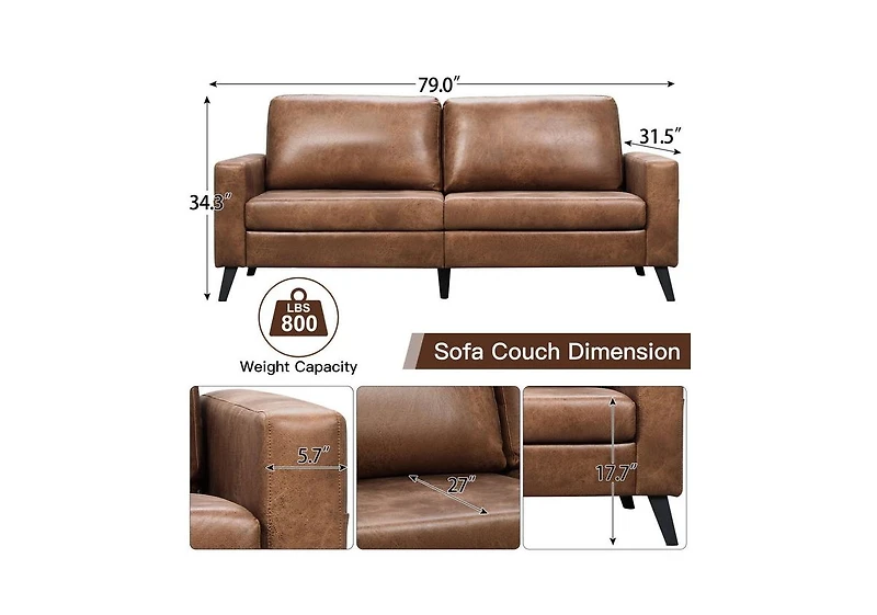 Aecojoy 79" Couch for Living Room, 3 Seat Sofa Livingroom